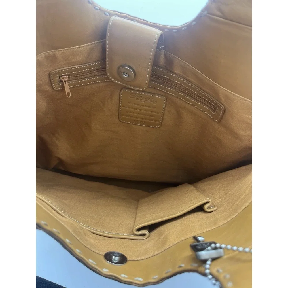 Fossil Classic‎ 75082 Tan Leather Hobo Tote Shoulder Bag With Key